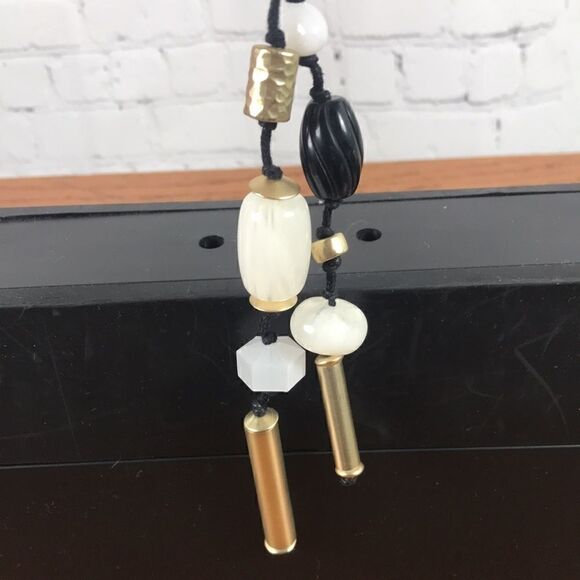 Chico’s Chunky 20” Necklace w/4” expander chain. Black white gold, fun design - Picture 2 of 5